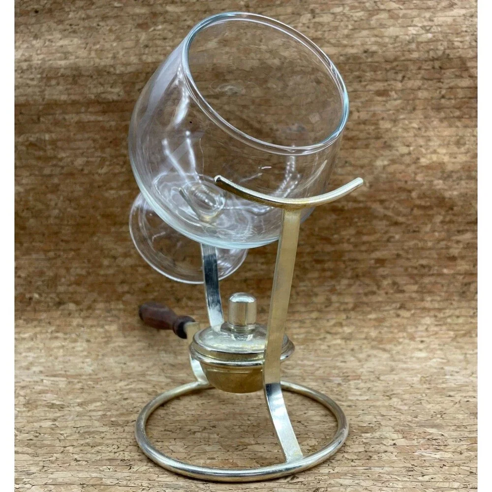 Silverplated Brandy Cognac Warmer Snifter Glass Holder Stand Tabletop Barware